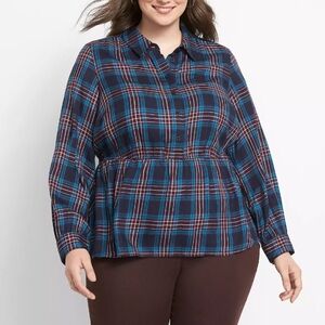 Lane Bryant Plaid Peplum Top 22/24